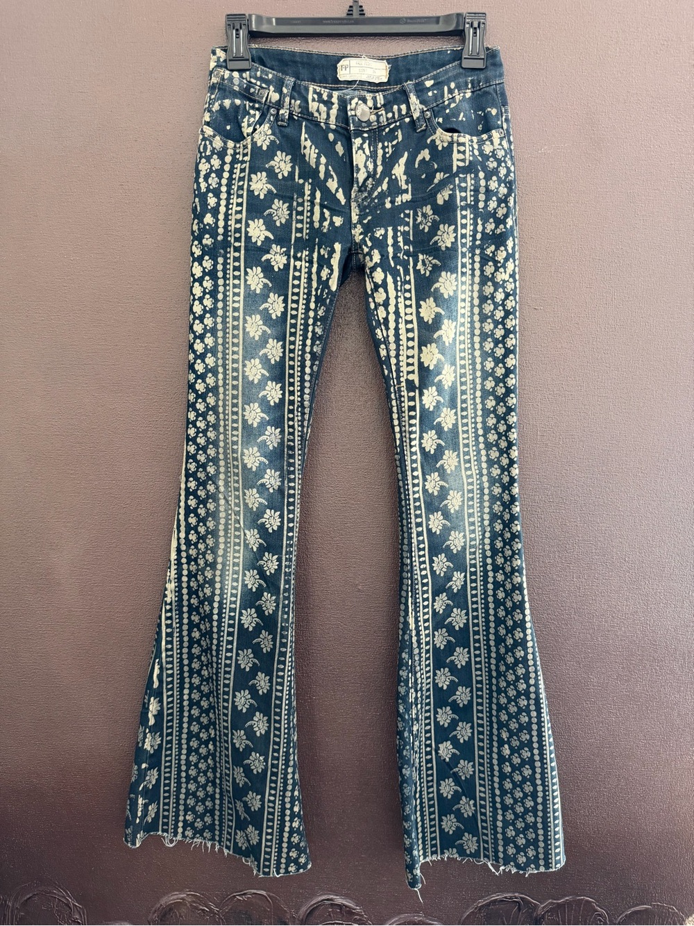 Free People Bali Striped Flared Pants in Indigo Floral